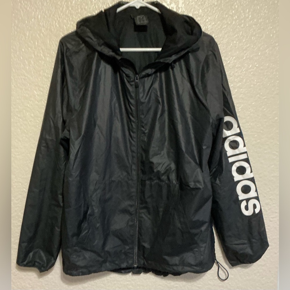Adidas Black Windbreaker with White Logo